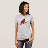 Red Cardinal Bird Watercolor Painting T-Shirt (Front Full)