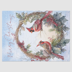Red Cardinal Bird Watercolor Winter Christmas Tissue Paper