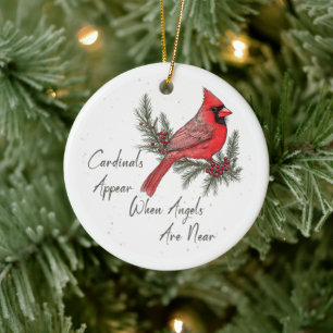 Red Cardinal Bird Winter Christmas Ceramic Tree Decoration
