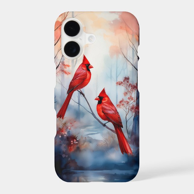Red Cardinal Birds in a Misty Forest (Back)
