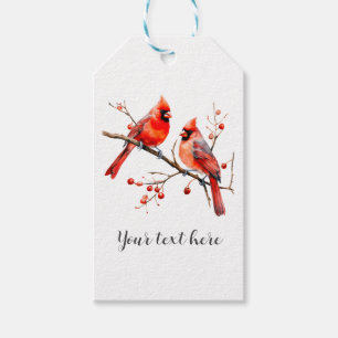 Red Cardinal Birds on Tree Branch Gift Tags