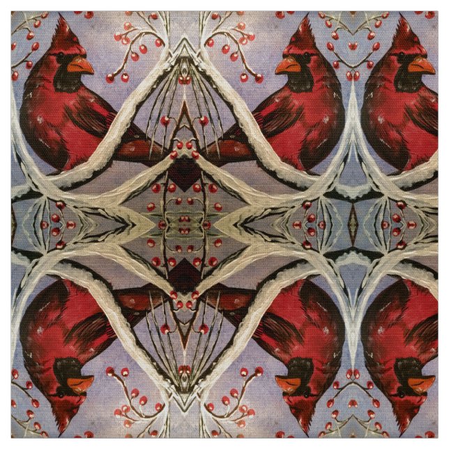 Red Cardinal Branches Fabric (Swatch)