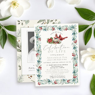 Red Cardinal Celebration of Life Funeral Memorial Invitation