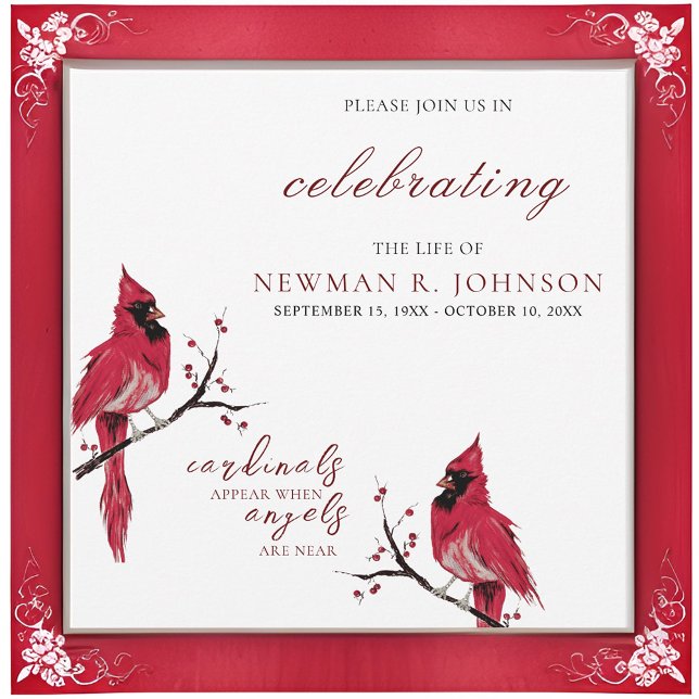 Red Cardinal Celebration of Life Invitation (Creator Uploaded)