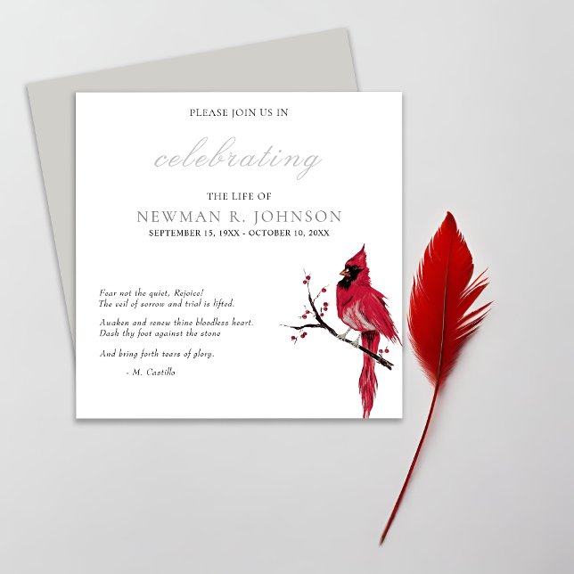 Red Cardinal Celebration of Life Invitation (Creator Uploaded)