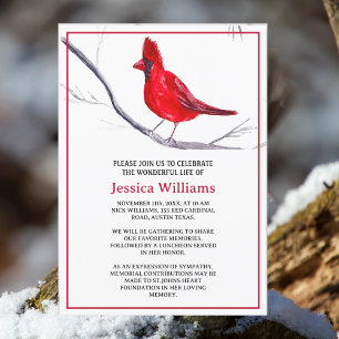 Red Cardinal Celebration of Life Memorial Invitation