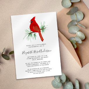 Red Cardinal Celebration of Life Memorial Invitation