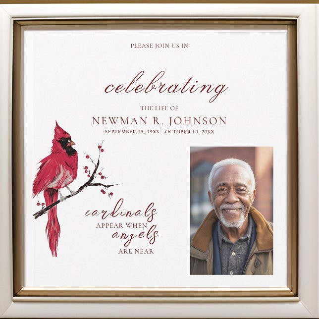 Red Cardinal Celebration of Life Photo Invitation (Creator Uploaded)