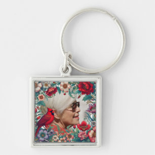 Red Cardinal Celebration of Life PHOTO Key Ring