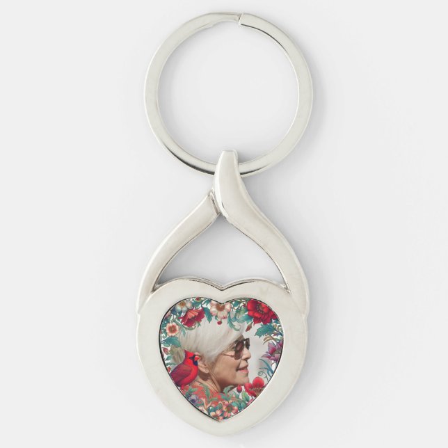 Red Cardinal Celebration of Life PHOTO Key Ring (Front)