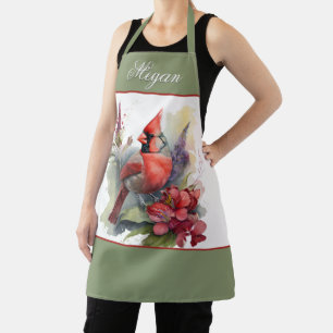 Red Cardinal Christmas Apron