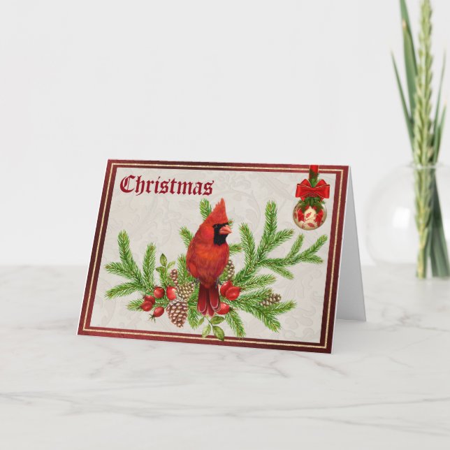 Red Cardinal Christmas Card (Front)