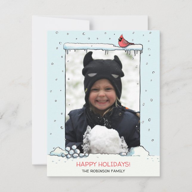 Red Cardinal Christmas card, Cardinal holiday card (Front)