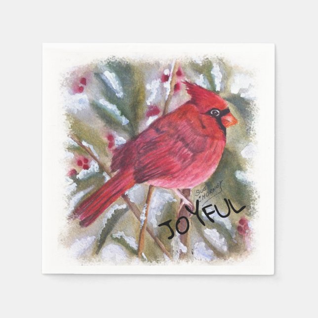 Red Cardinal Christmas Napkin (Front)