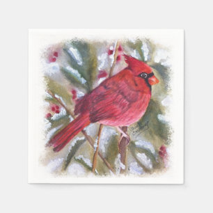 Red Cardinal Christmas Napkin