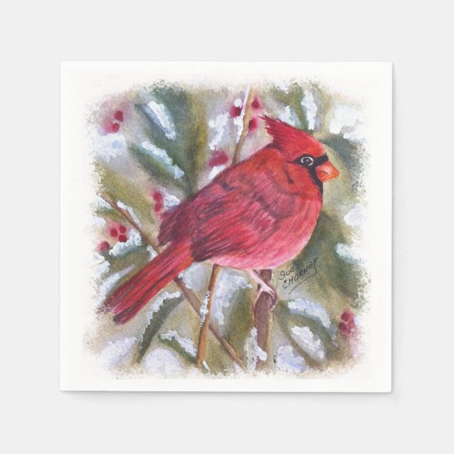 Red Cardinal Christmas Napkin (Front)