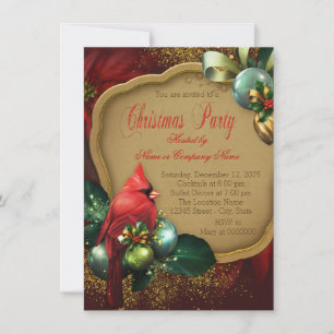 Red Cardinal Christmas Party Invitation