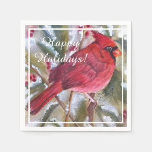 Red Cardinal Christmas Party Napkin