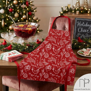 Red Cardinal Christmas Personalised Apron