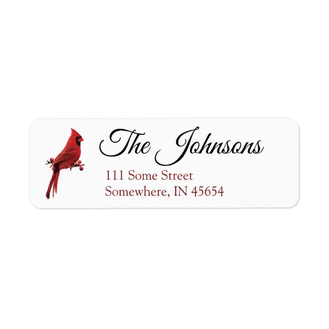 Red Cardinal Christmas Return Address Labels (Front)