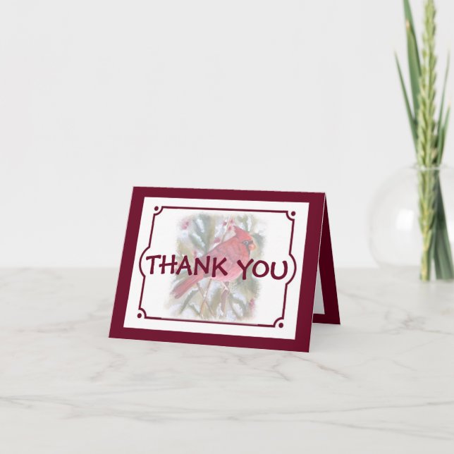 RED CARDINAL CHRISTMAS THANK YOU CARD (Front)