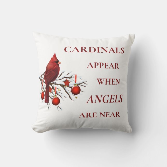 Red Cardinal Christmas Throw Pillow (Front)