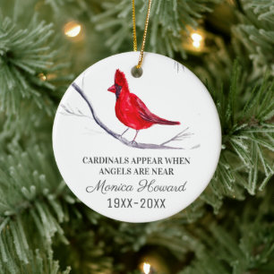 Red Cardinal Christmas Tribute Remembrance Bird Ceramic Tree Decoration
