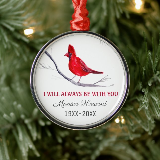 Red Cardinal Christmas Tribute Remembrance Bird Metal Tree Decoration (Tree)