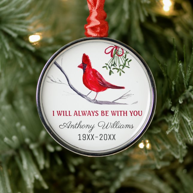 Red Cardinal Christmas Tribute Remembrance Bird Metal Tree Decoration (Tree)