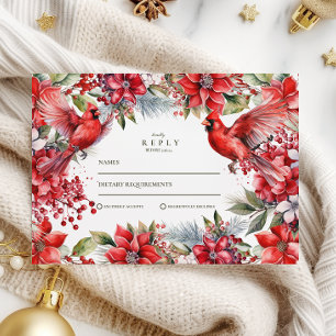 Red Cardinal Christmas Wedding RSVP Card
