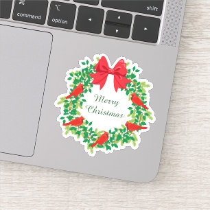 Red Cardinal Christmas Wreath Contour