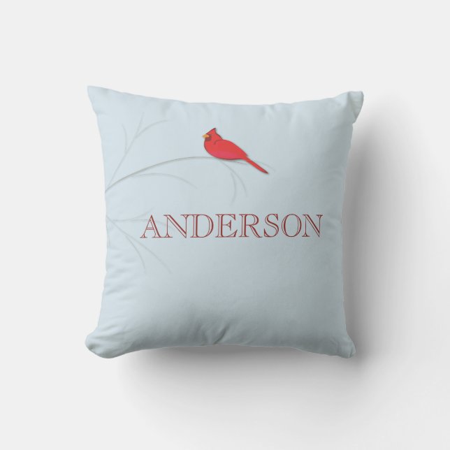 Red Cardinal Editable Decorative Pillow (Front)