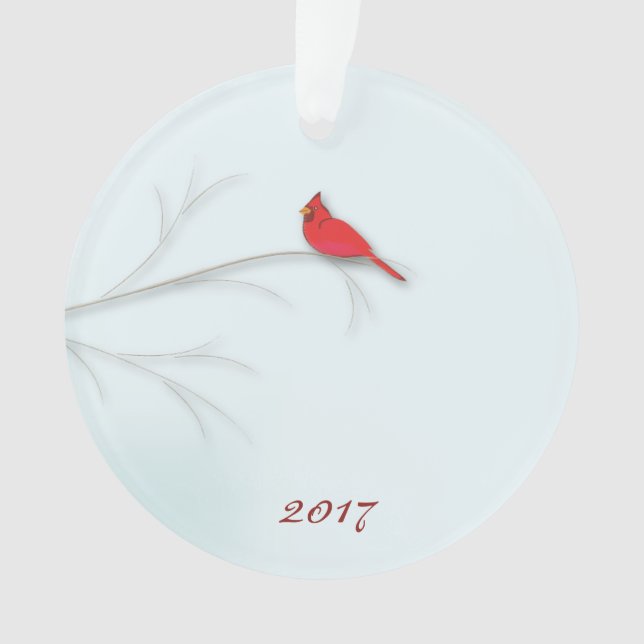 Red Cardinal Editable Photo Ornament (Front)