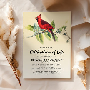 Red Cardinal Funeral Celebration of Life Invitation