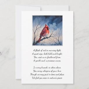 Red Cardinal Funeral Memorial Thank You Card