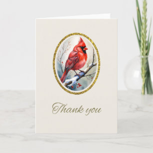 Red Cardinal Funeral Memorial Thank You Card