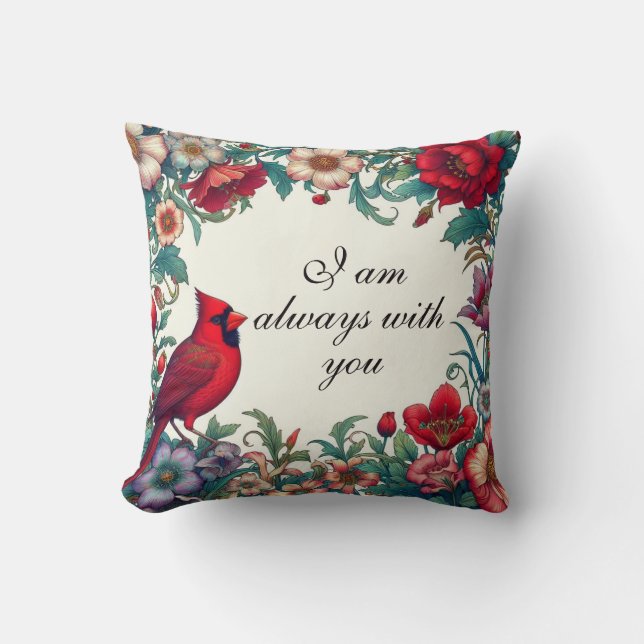 Red Cardinal Gifts Sympathy Keepsake Memorial Cushion (Front)