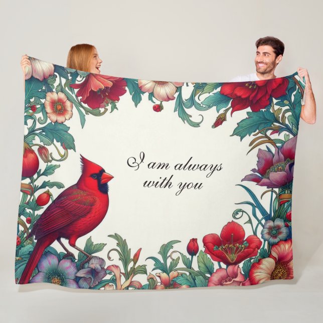 Red Cardinal Gifts Sympathy Keepsake Memorial Fleece Blanket (In Situ)