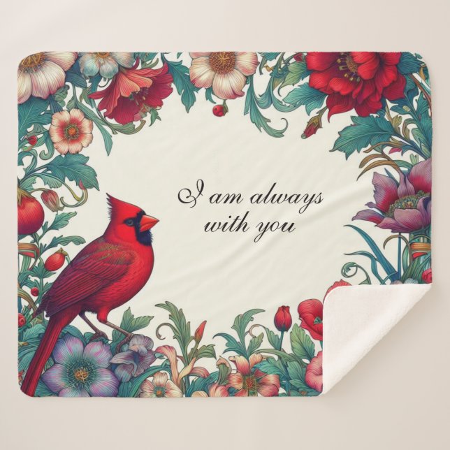 Red Cardinal Gifts Sympathy Keepsake Memorial Sherpa Blanket (Front (Horizontal))