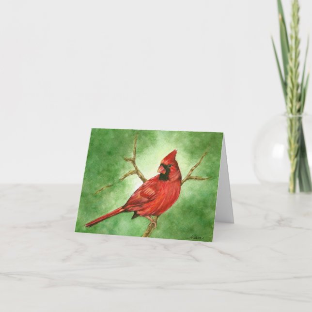 Red Cardinal Holiday card with love, peace, hope (Front)