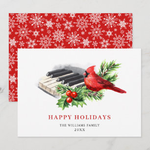Red Cardinal Holly Berry Christmas Greeting Holiday Card