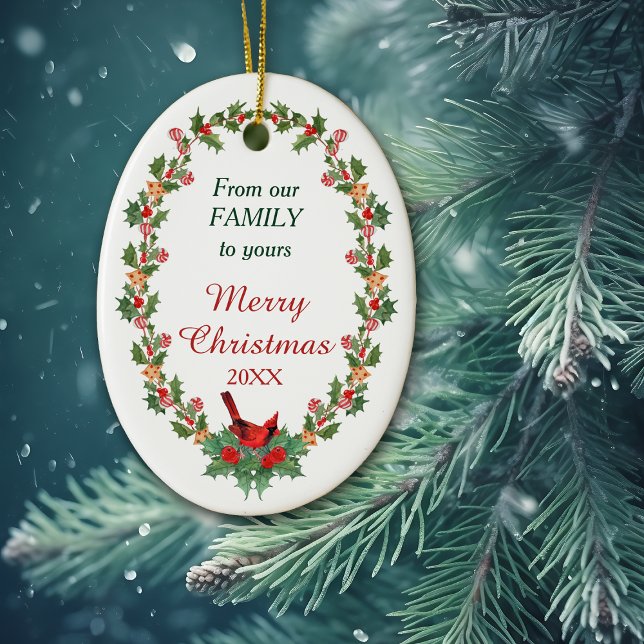 Red Cardinal Holly Christmas Cookie Ceramic Tree Decoration (Creator Uploaded)