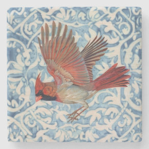 Red Cardinal in Flight Stone Coaster