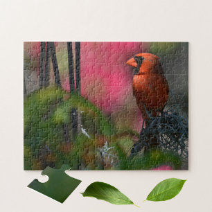 Red Cardinal in Profile Photographic Bird Jigsaw Puzzle