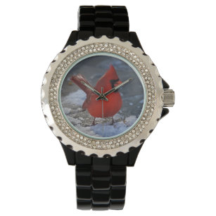 Red Cardinal In Snow Photography Designer Watch