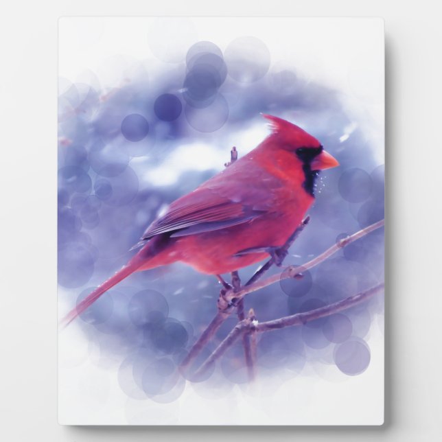 Red Cardinal in the Blizzard Plaque (Front)