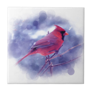 Red Cardinal in the Blizzard Tile