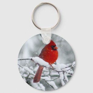 Red Cardinal in the Snow Keychain