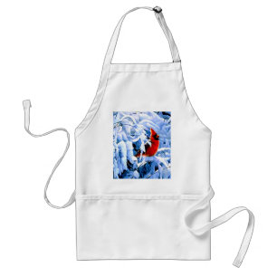 Red Cardinal In the Winter Snow Standard Apron