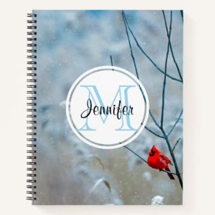 Red Cardinal in Winter Nature Photo Christmas Notebook